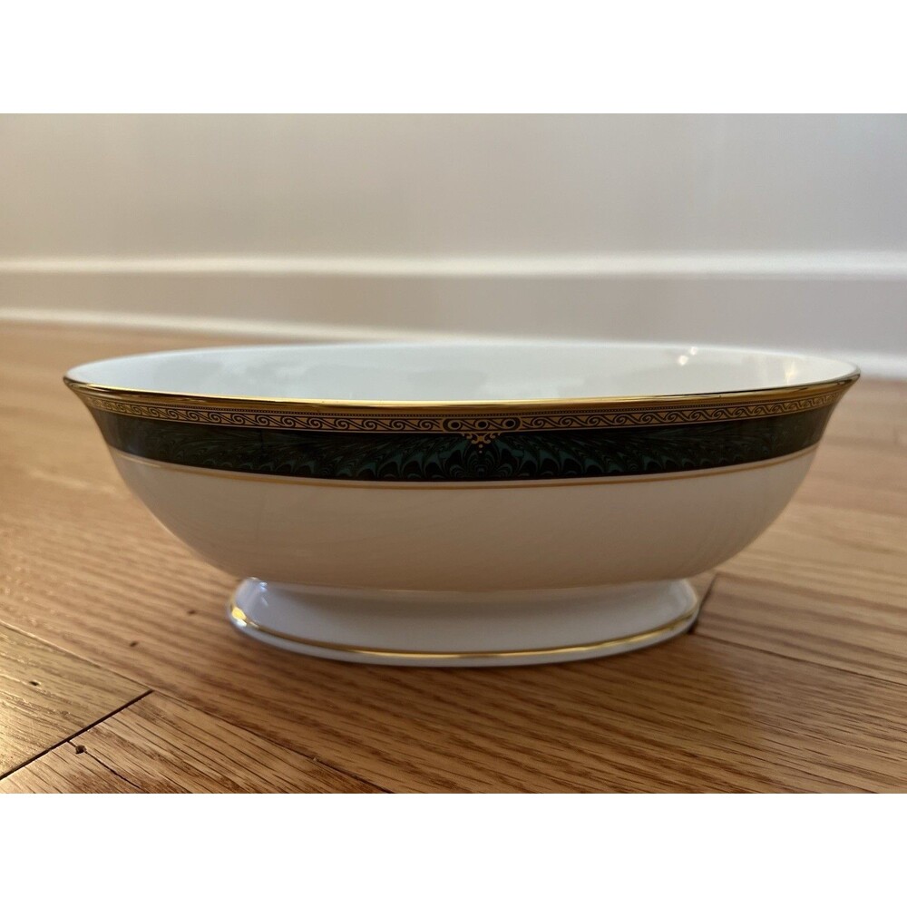 Vintage Lenox Classic Edition Oval Vegetable Bowl 9" Near Mint Green Marble 90s